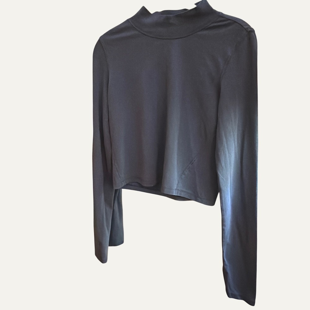 NWT Free People FP Movement Mock Neck Long Sleeve Cropped Top Midnight Navy M